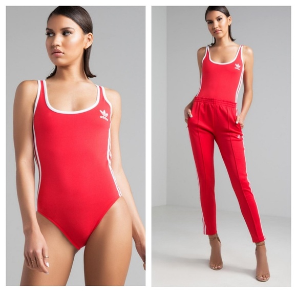 red adidas swimming costume